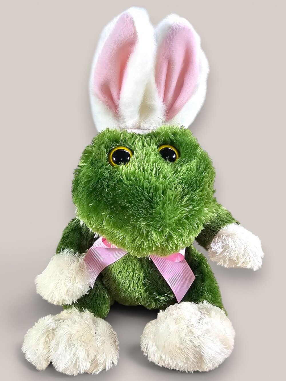 Animal Adventure Frog with Bunny Rabbit Ears Plush Stuffed Toy Easter 2008 8.5"